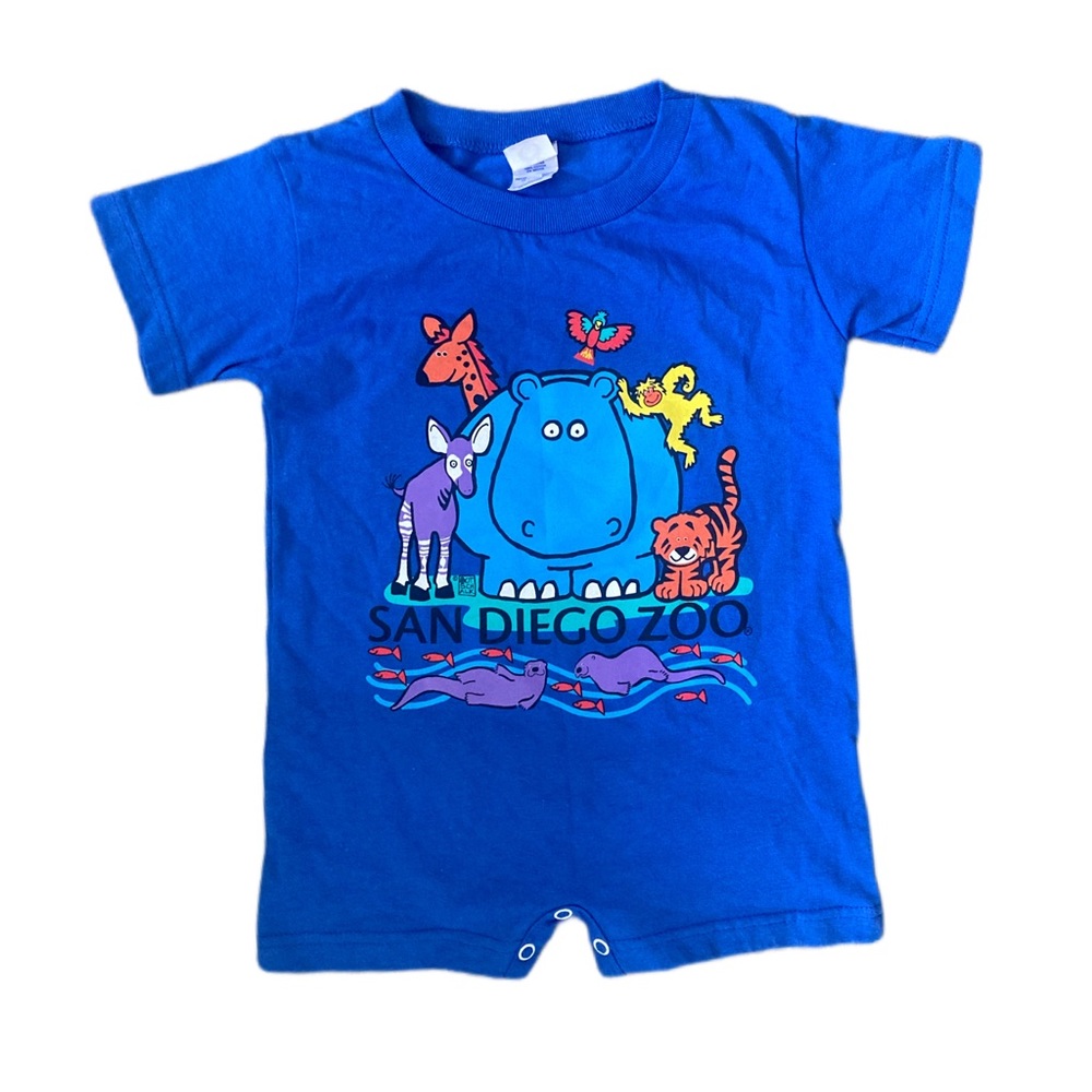 NWOT San Diego Zoo 24 Month Romper Blue Rare Rabbit Skins Cute Animals FrontBack